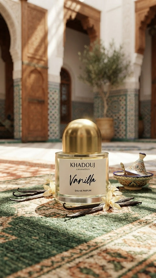 Vanilla Eau de Parfum Khadouj Cosmetics – flacon premium doré
